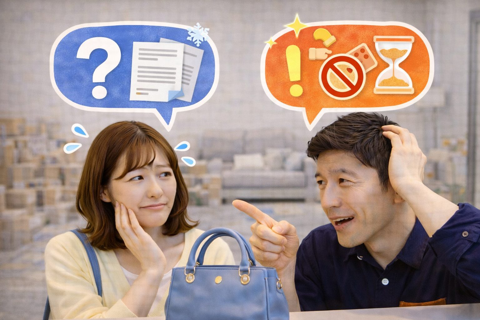 スマホを丁寧に梱包して配送準備をしているイメージ(プチプチ・箱・付属品)